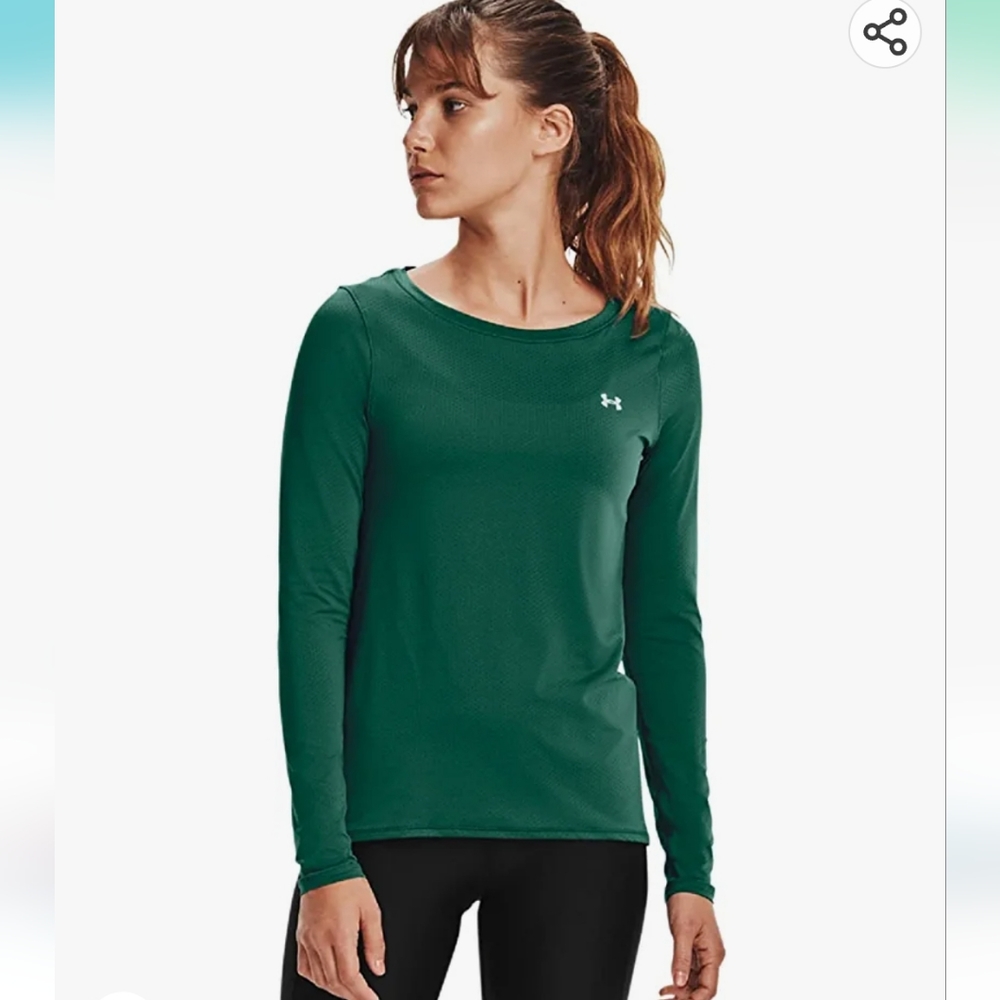 Heat Gear Under Armor Green Long Sleeve Shirt L